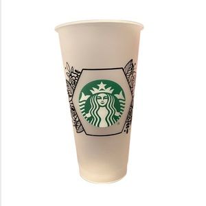 Customizable Geometric Floral Starbucks Cold Cup